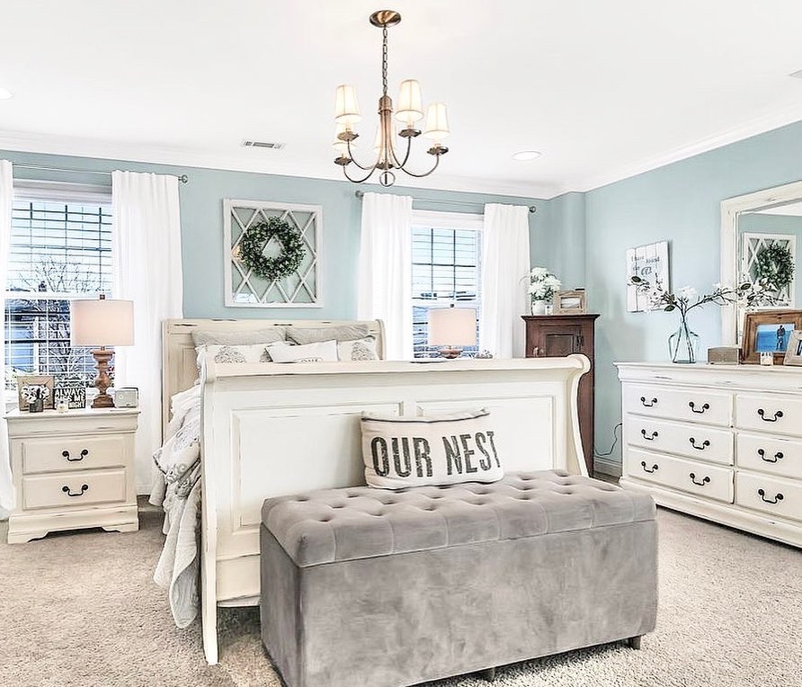 Benjamin Moore Smoke bedroom by Rachel Taratuski