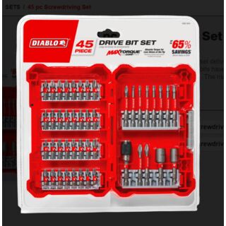 Diablo DSC-S45 Screwdriving Set, 45 Piece Set