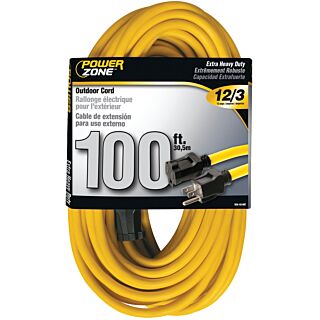 Powerzone Extra Heavy Duty Extension Cord, 12/3, 100 ft