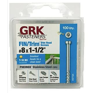 GRK #8 x 1-1/2 in. Pheinox™ 305 Stainless Steel FIN/TRIM™ Finishing Trim Head Screws Handy-Pak, 100 Count