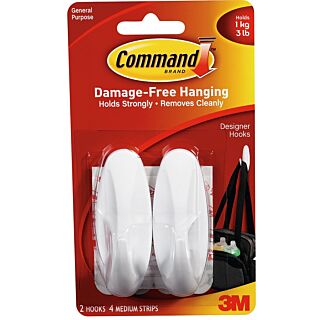 3M Command Designer Hook, Medium, 2 Pack