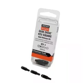 Simpson Strong-Tie, Quik Drive® #2 Square, Undersized-Drive Bit, 3 Pack 