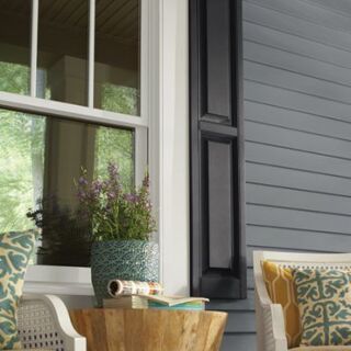 Ply Gem Black Raised 2 Panel Shutters, 15 in. x 55 in., 1 pair