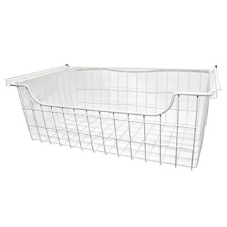 Easy Track Closet Organization 8 in. Wire Sliding Basket, White