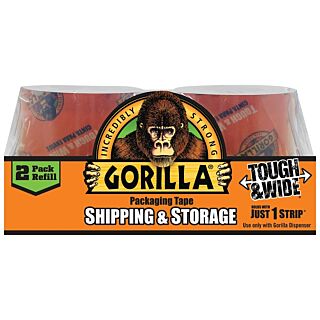 Gorilla Tape, Packaging Tape, 2.83 in. x 30 yds., Crystal Clear, 2-Pack