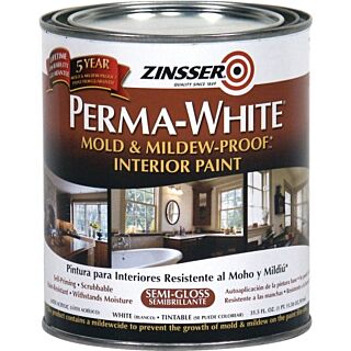 Zinsser® PERMA-WHITE® Semi-Gloss Mold & Mildew-Proof Interior Paint, White, Quart