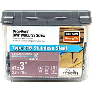 Simpson Strong-Tie, Deck-Drive™ DWP #7 x 3 in., Wood SS Screw, 316 Stainless Steel, 1 lb.