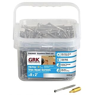 GRK #8 x 2 in. Pheinox™ 305 Stainless Steel FIN/TRIM™ Finishing Trim Head Screws Pro-Pak, 510 Count