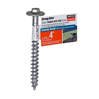 Simpson Strong-Tie, Strong-Drive® 4 in. x 0.275 in., SDWH™ Timber-Hex Screw, Hot-Dipped Galvanized, Each