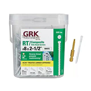 GRK #8 x 2-1/2 in.  RT Composite™ Exterior Trim Head Screws, Pro-Pak, White, 505 Count