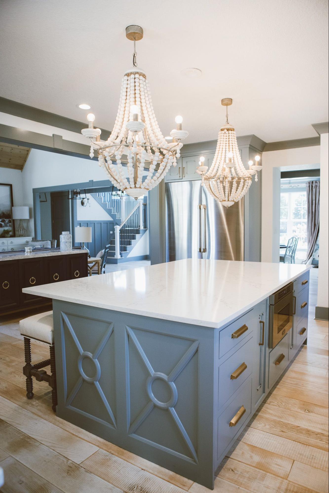 Kitchen by Shae Design Studio in Benjamin Moore Van Courtland Blue