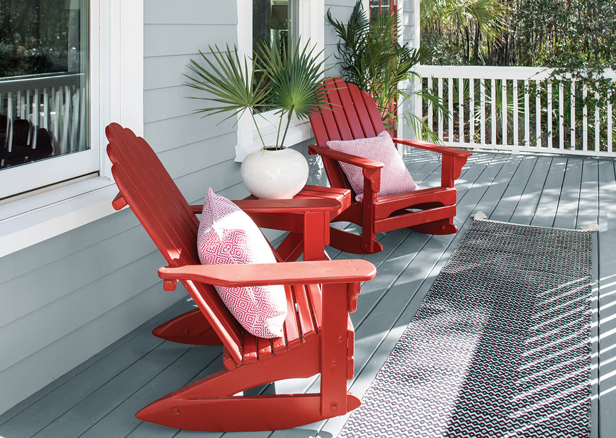 Porch Floors in Arborcoat® Solid Normandy 2129-40; chairs stained in Arborcoat Solid Stain Caliente AF-290