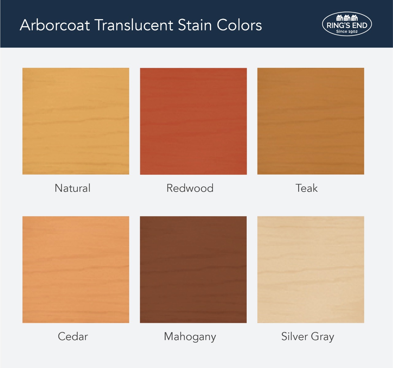 Arborcoat Translucent Stain Color Chart