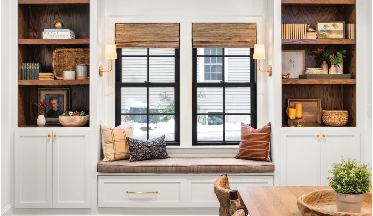 Dining room featuring Marvin Elevate Double Hung windows with wood interior and Ultrex fiberglass exterior