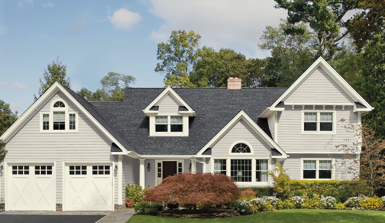 Benjamin Moore Vinyl Colors Stonington Gray and White Wisp