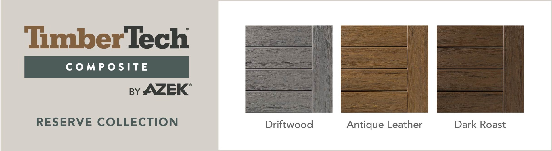 Colors in the TimberTech Composite Decking Reserve collection